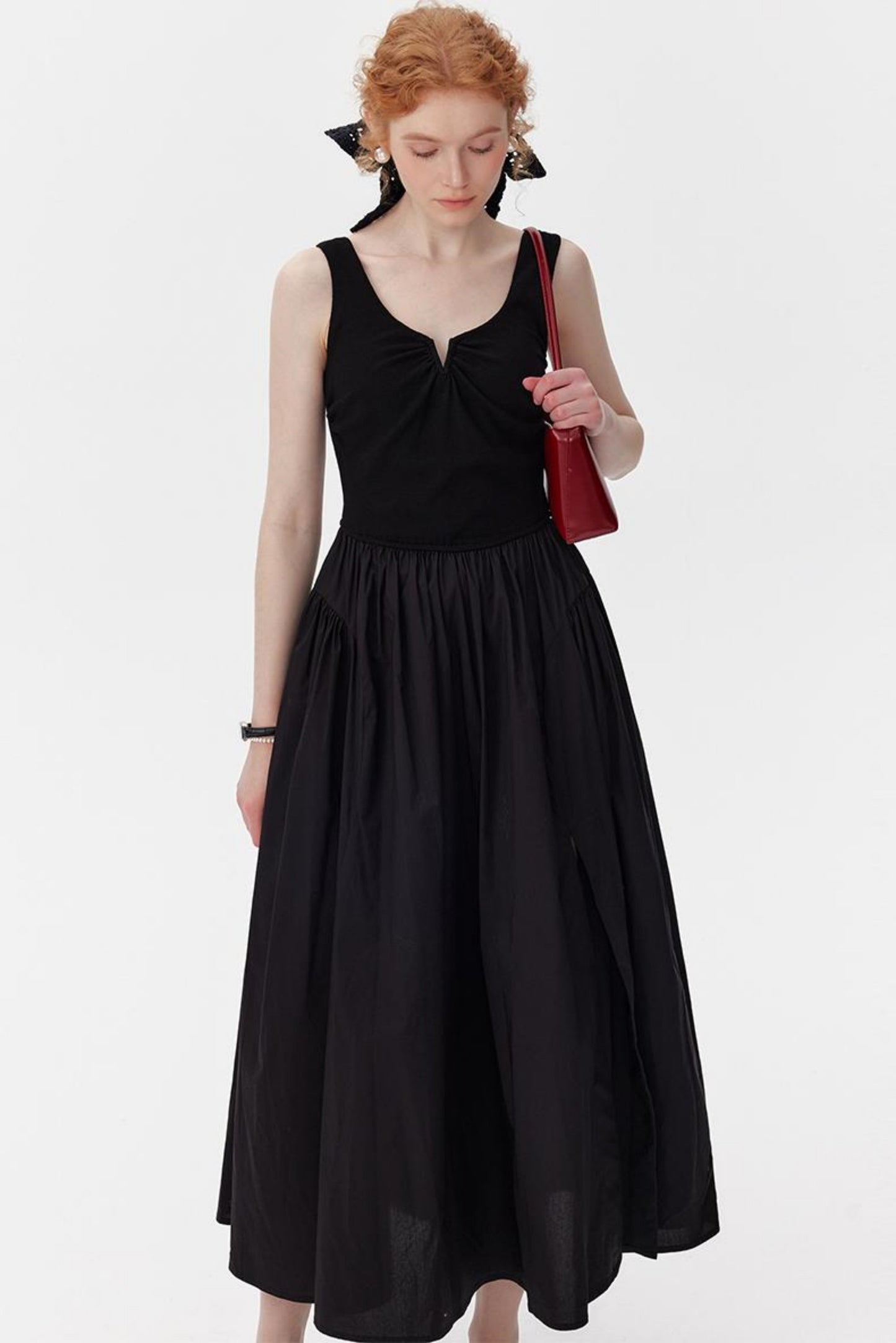 Black Drawstring Tank Dress