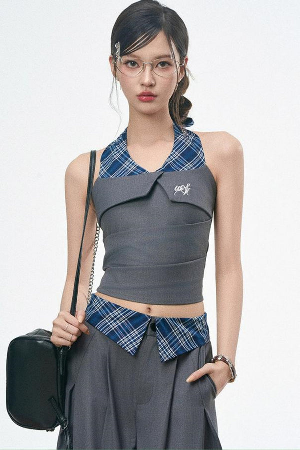 Spliced Camisole Wide-Leg Pants Set-Up