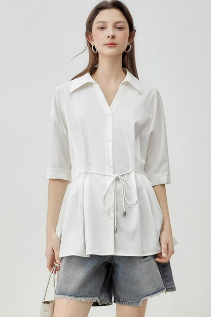 Relaxed Fit Mid-Sleeve Shirt