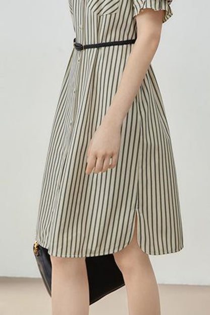 Summer Striped Shirt Dress