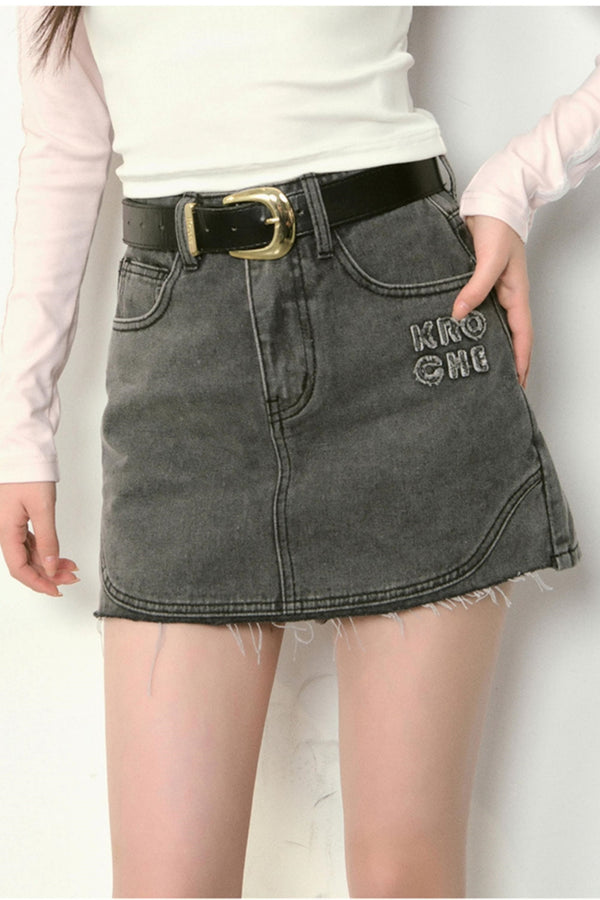 A Line Denim Skirt Set-Up
