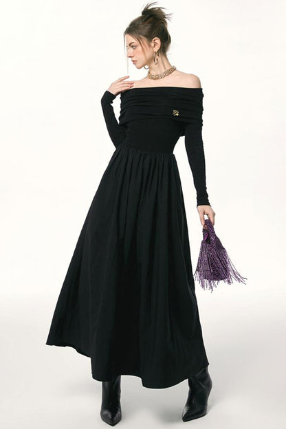 Black Embroidered Gown Dress