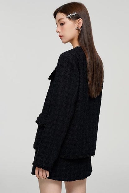 Black Edge Jacket & Chili Skirt Set-Up