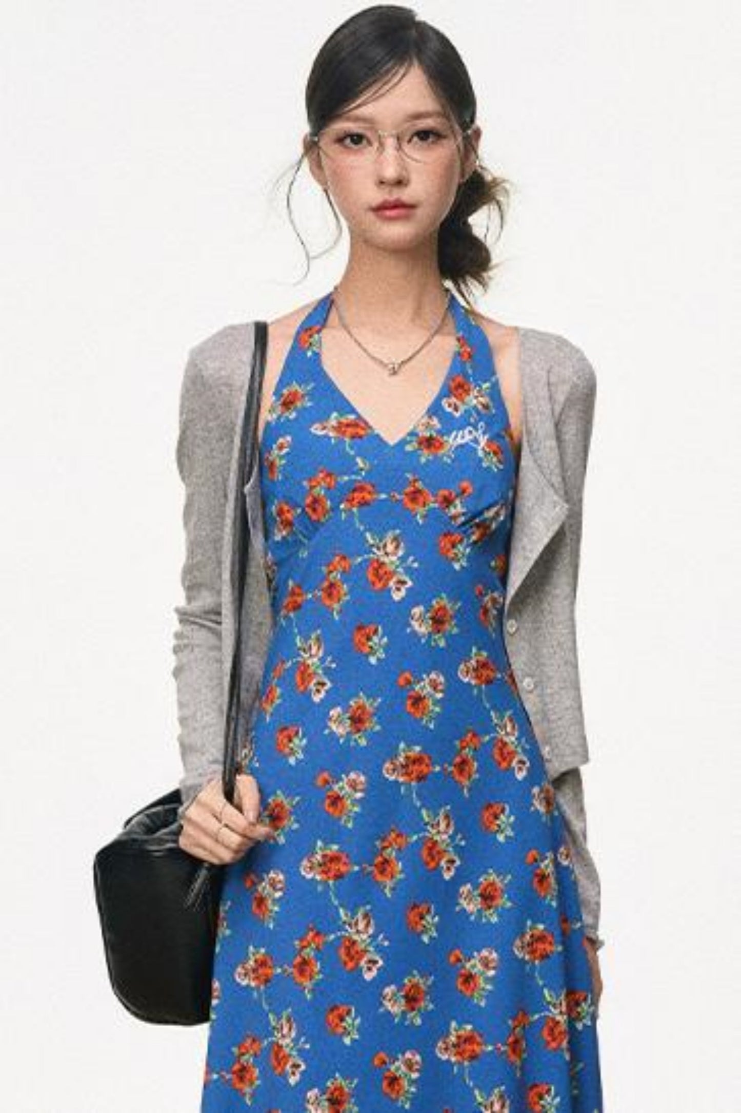 Halter Floral Slim Fit Dress Set-Up
