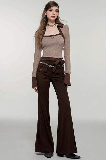 Retro Brown Flare Pants