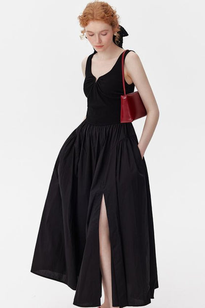 Black Drawstring Tank Dress