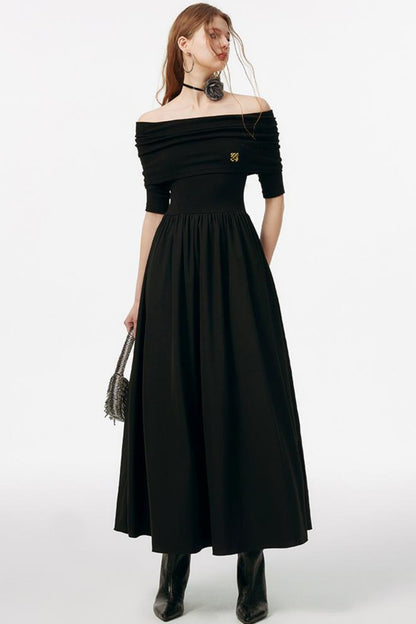 Black Embroidered Gown Dress