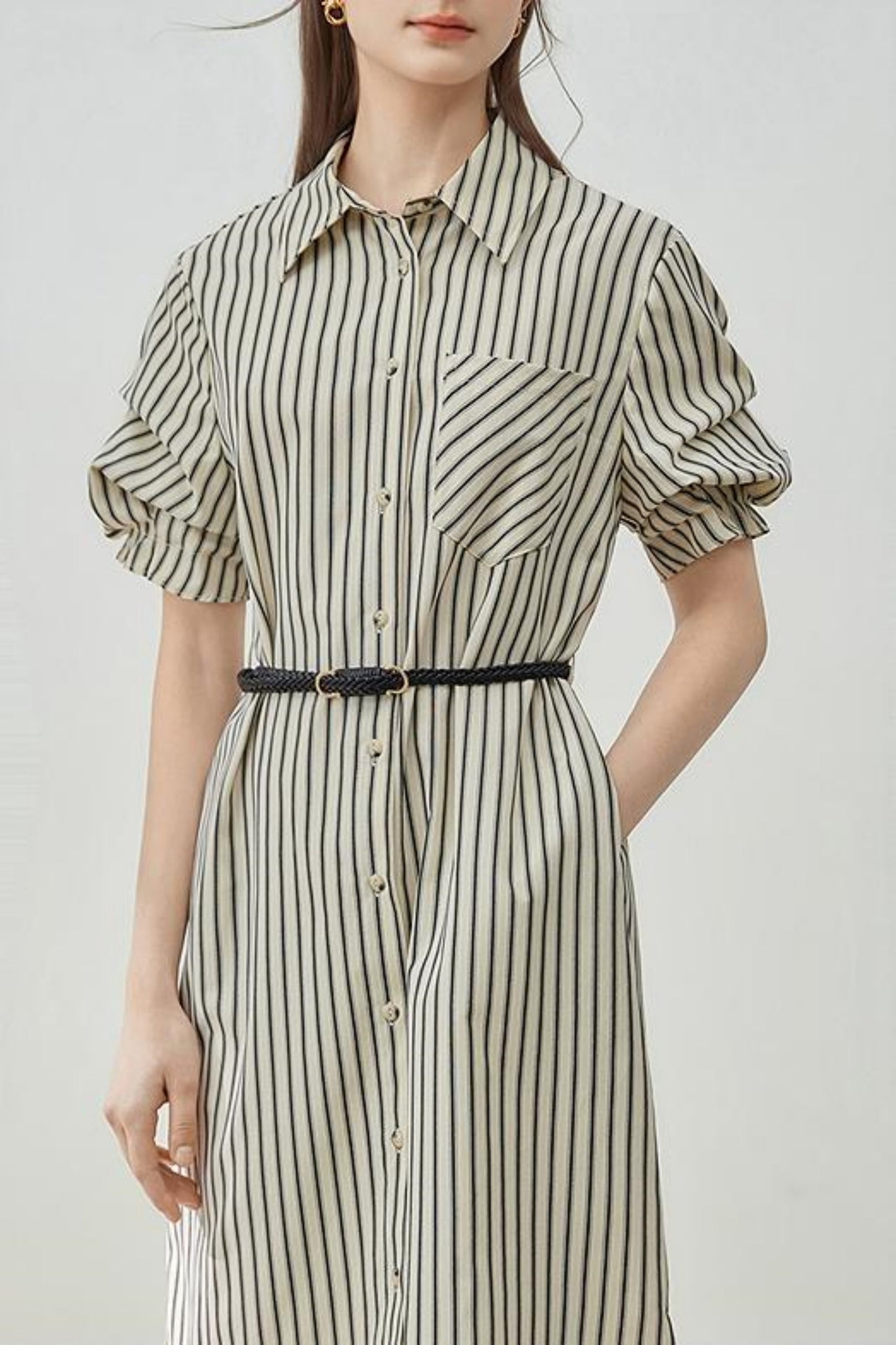 Summer Striped Shirt Dress