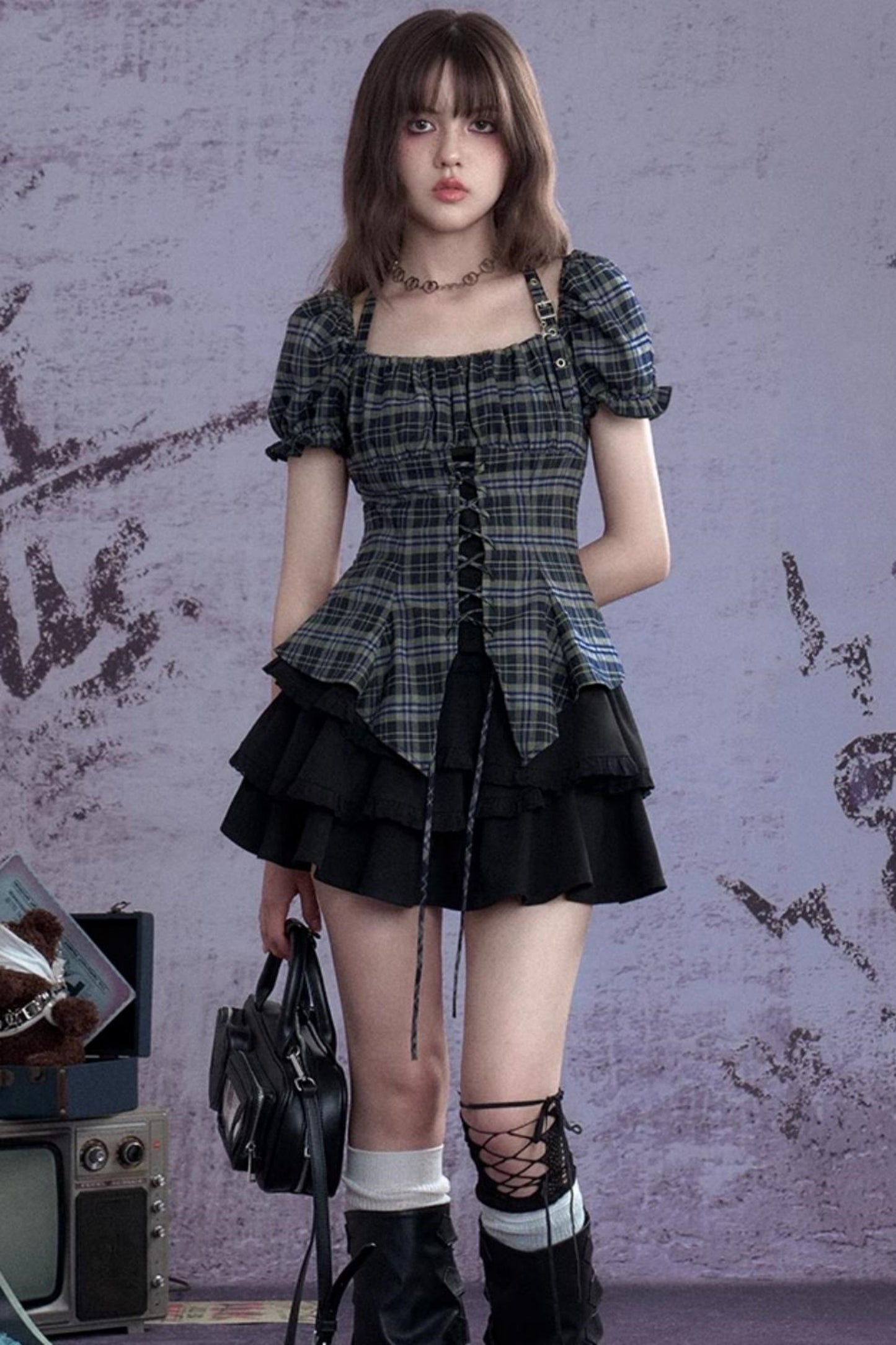 Vintage Green Check Slim Shirt