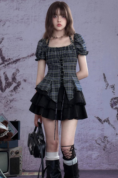 Vintage Green Check Slim Shirt