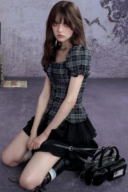 Vintage Green Check Slim Shirt