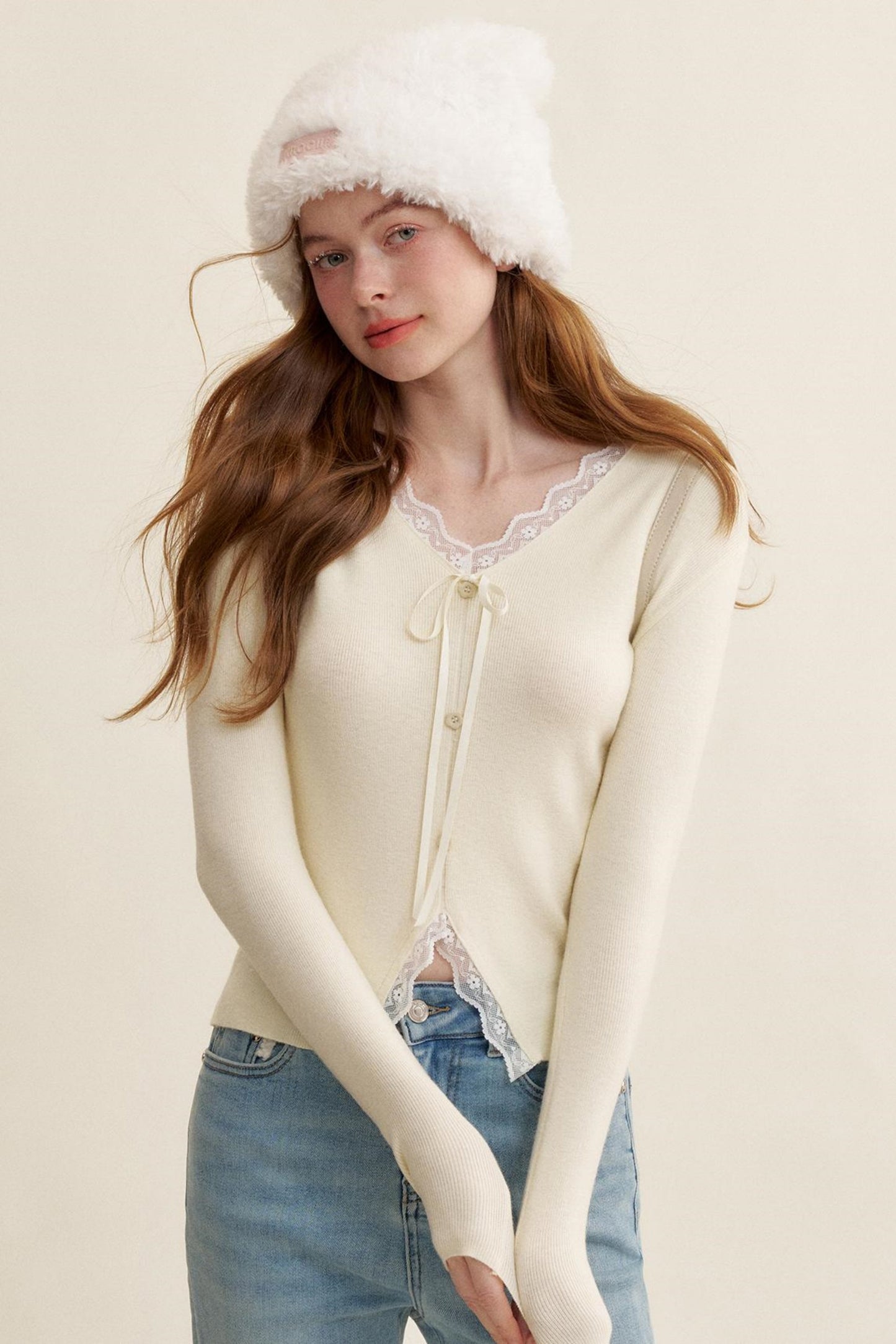 Lace V-Neck Knit