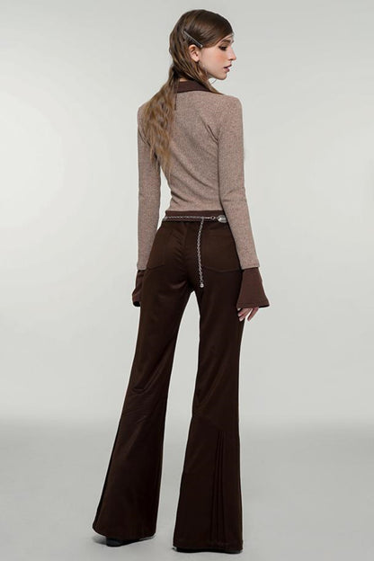 Retro Brown Flare Pants