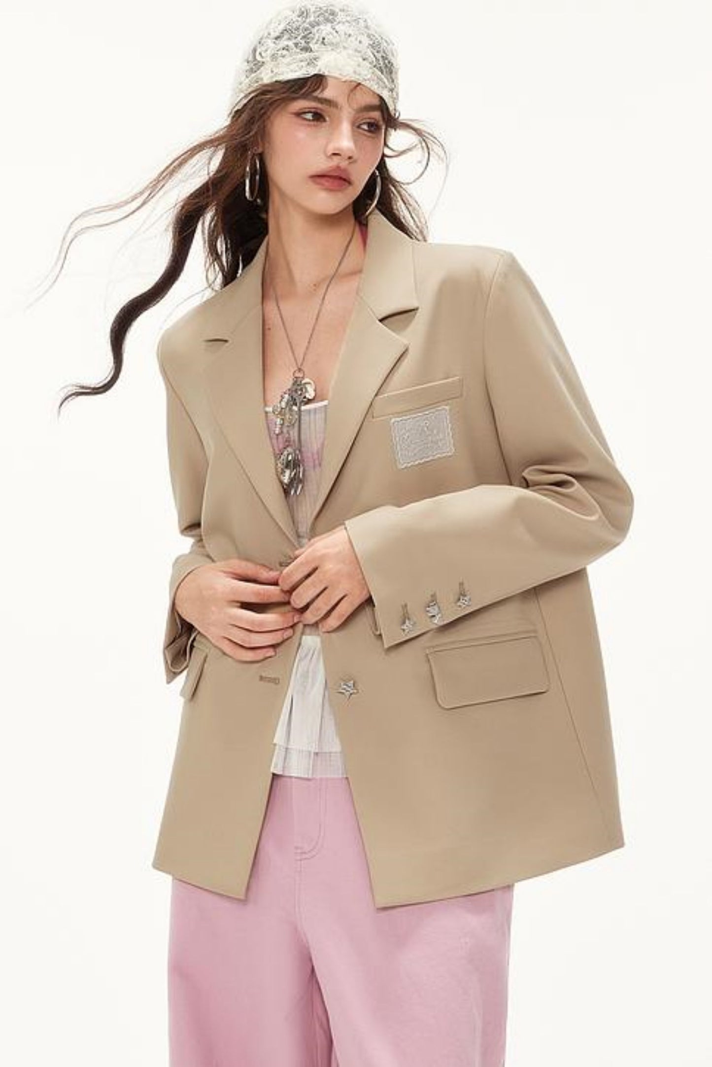 Korean Lace Oversized Jacket