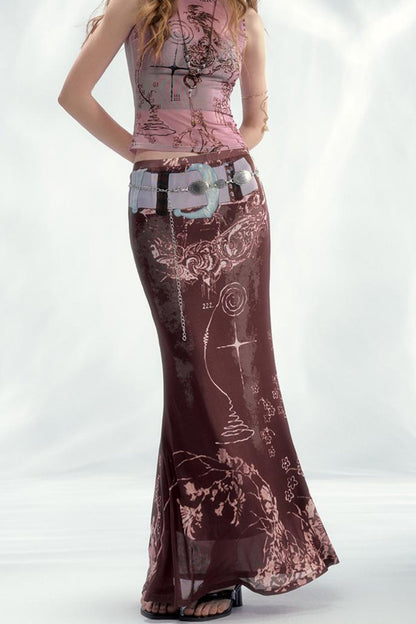 Star Mesh Cardigan With Long Skirt Set-Up