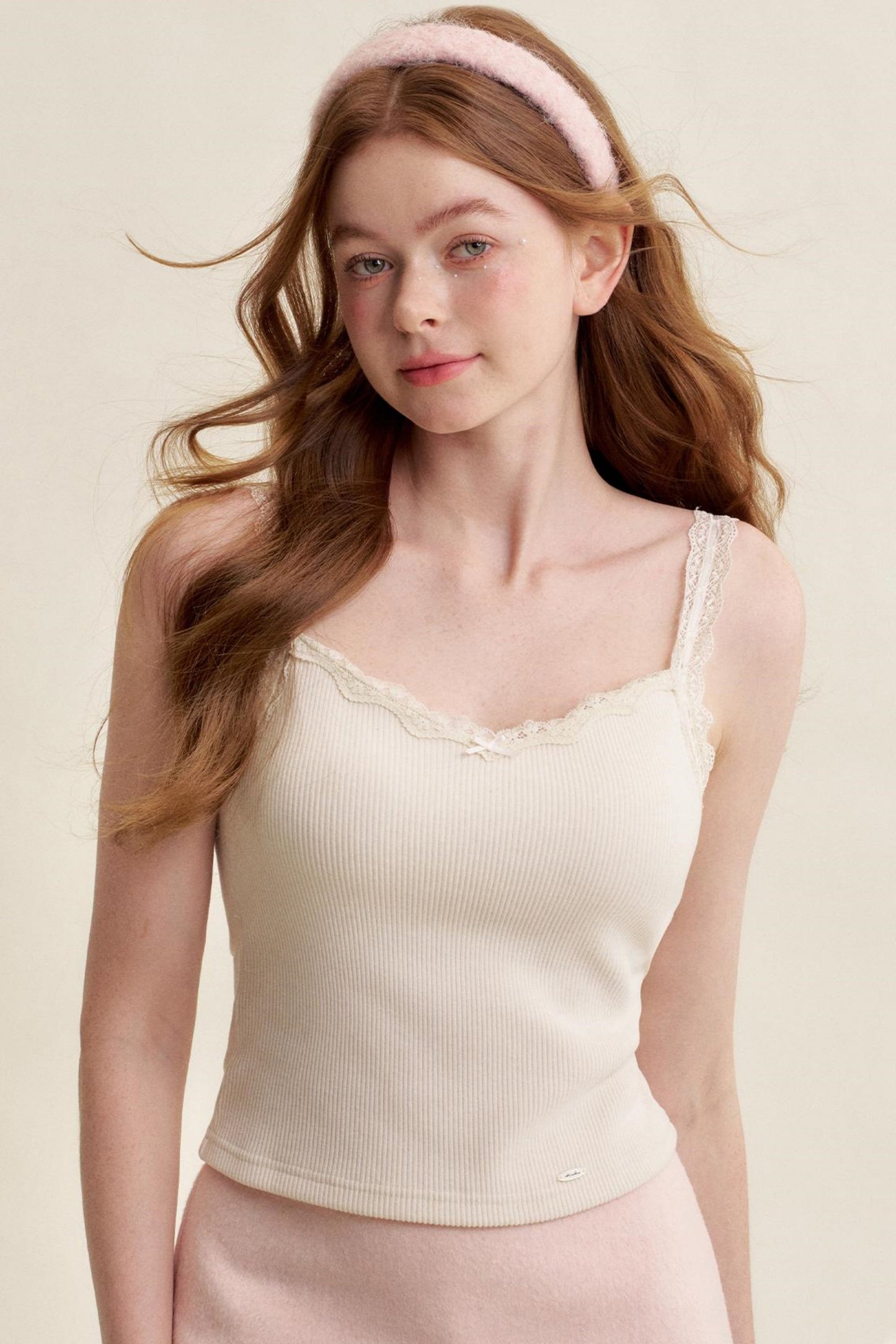 Padded Lace Trim Bow Camisole
