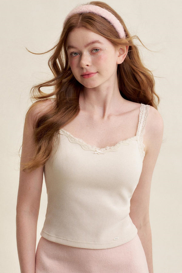Padded Lace Trim Bow Camisole