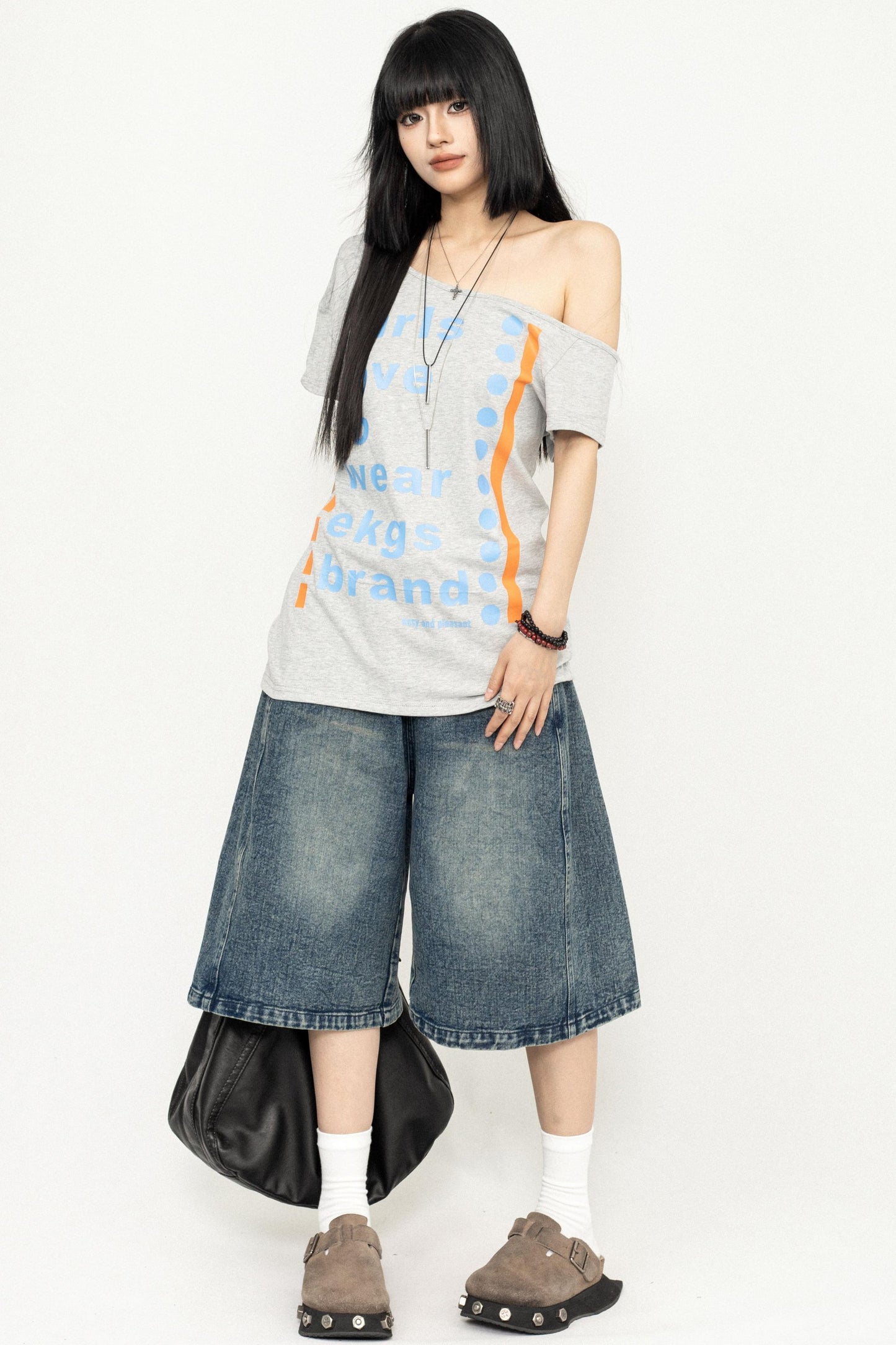 Y2K Style One-Shoulder Tee