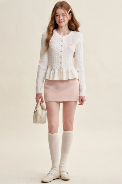 Lace Trim Bow Knit Cardigan