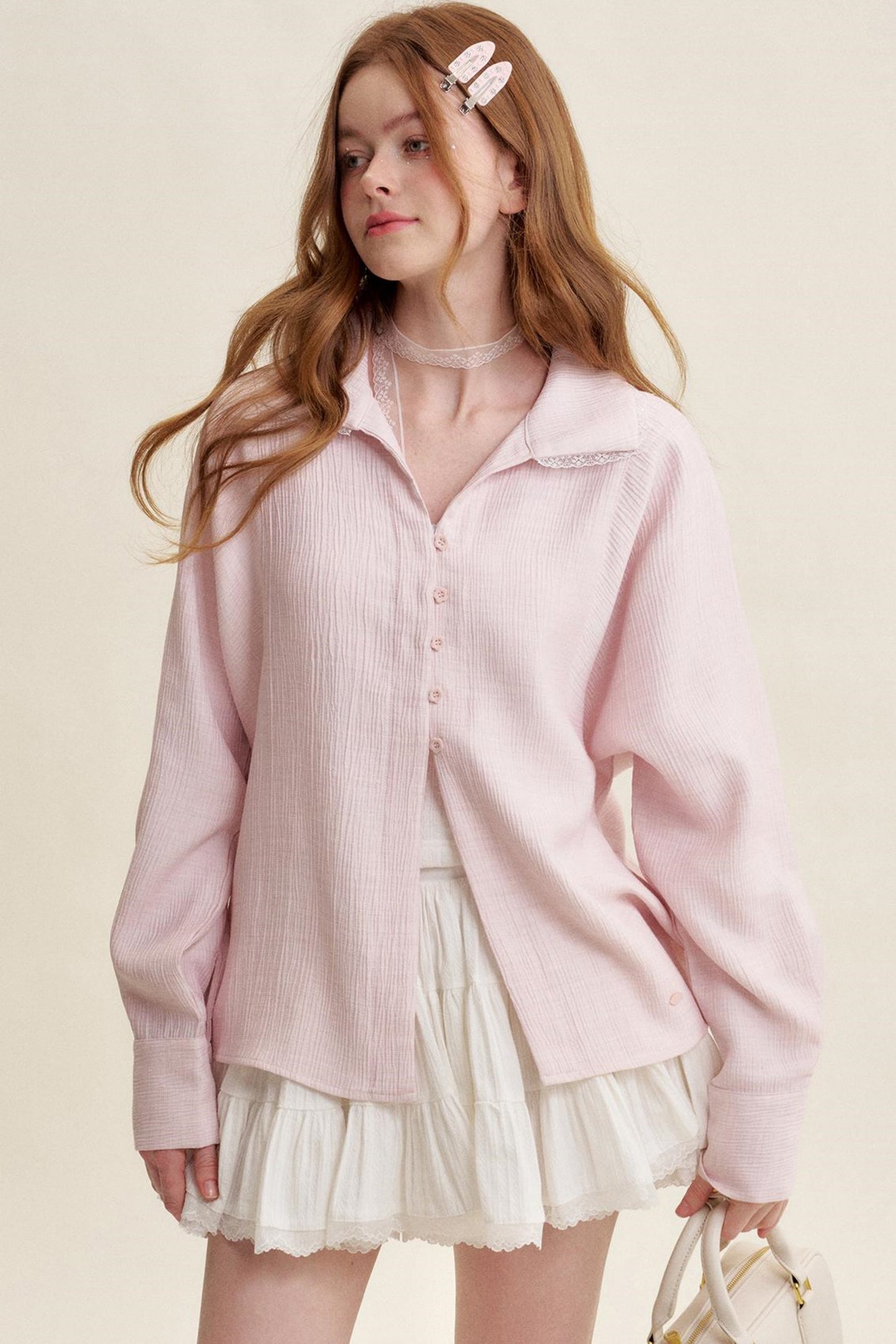 Ruffled Pink Lace Muscle Shirt