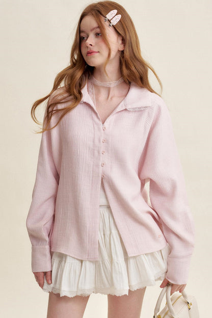 Ruffled Pink Lace Muscle Shirt