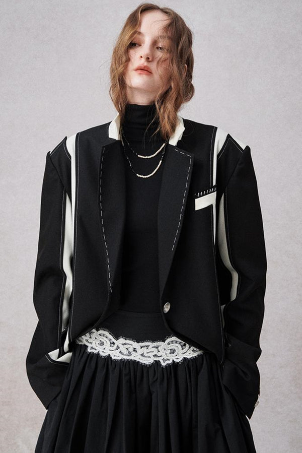 Retro Elegant H Line Blazer Jacket