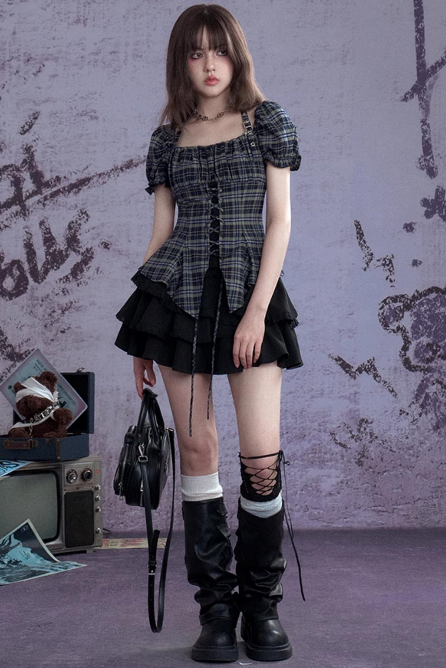 Vintage Green Check Slim Shirt