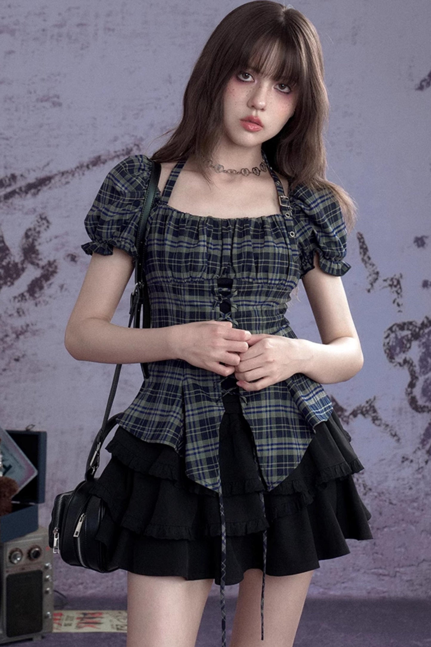 Vintage Green Check Slim Shirt