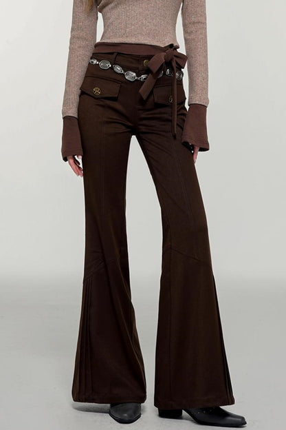 Retro Brown Flare Pants
