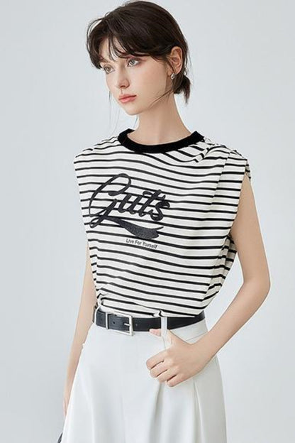 Striped Letter T-Shirt