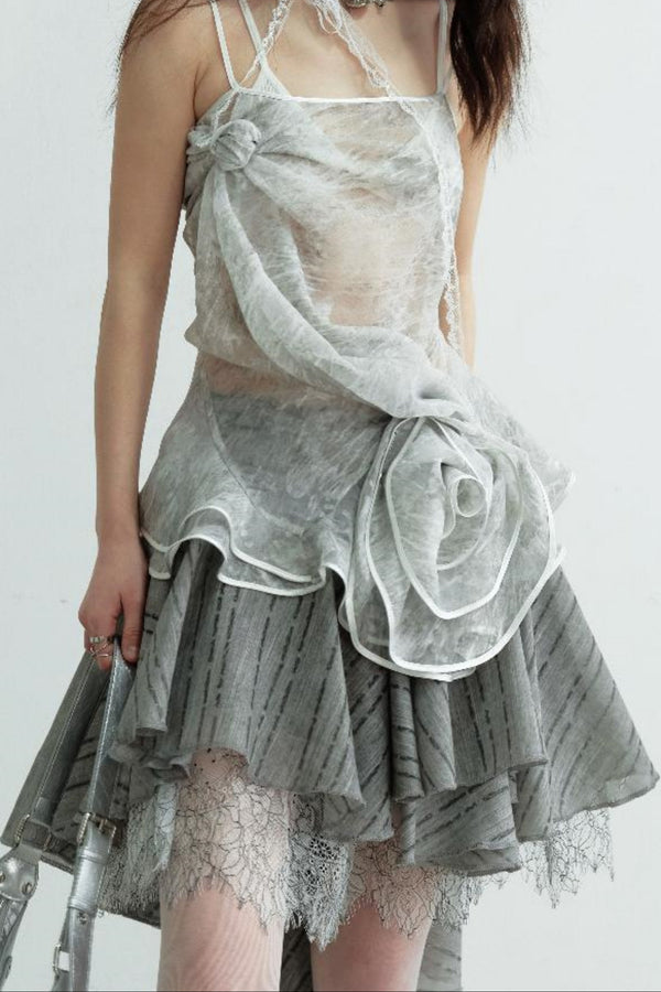 Romantic Gray Half Skirt