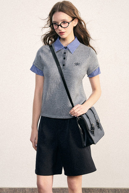 Collegiate Patchwork Knit Top