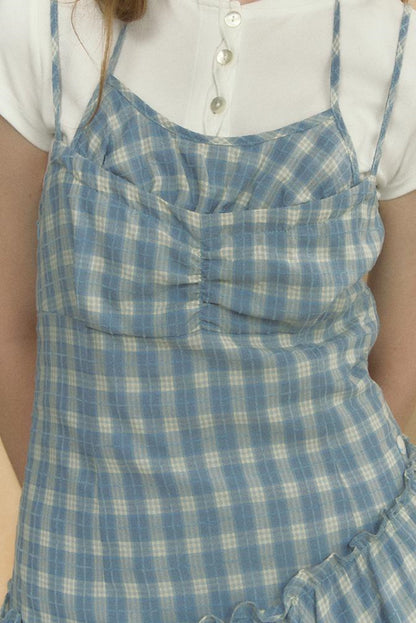 Asymmetrical Plaid Halter Top