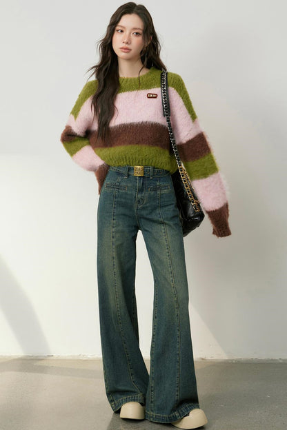 Cozy Color Block Knit Sweater