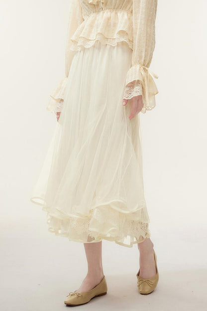 Lace Tulle Long Skirt