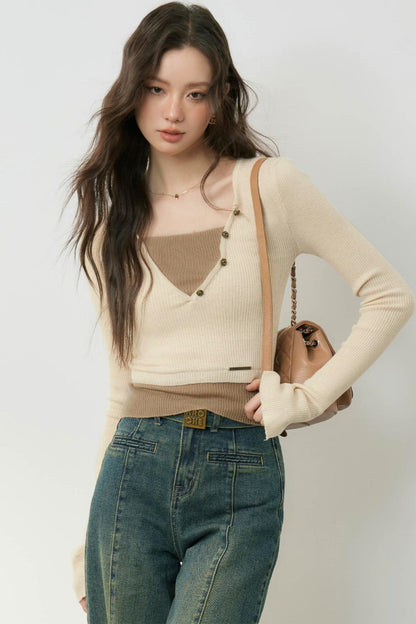 Color-block Knit Top