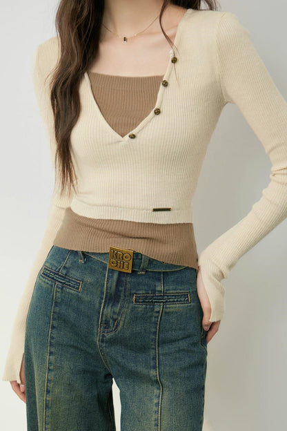 Color-block Knit Top