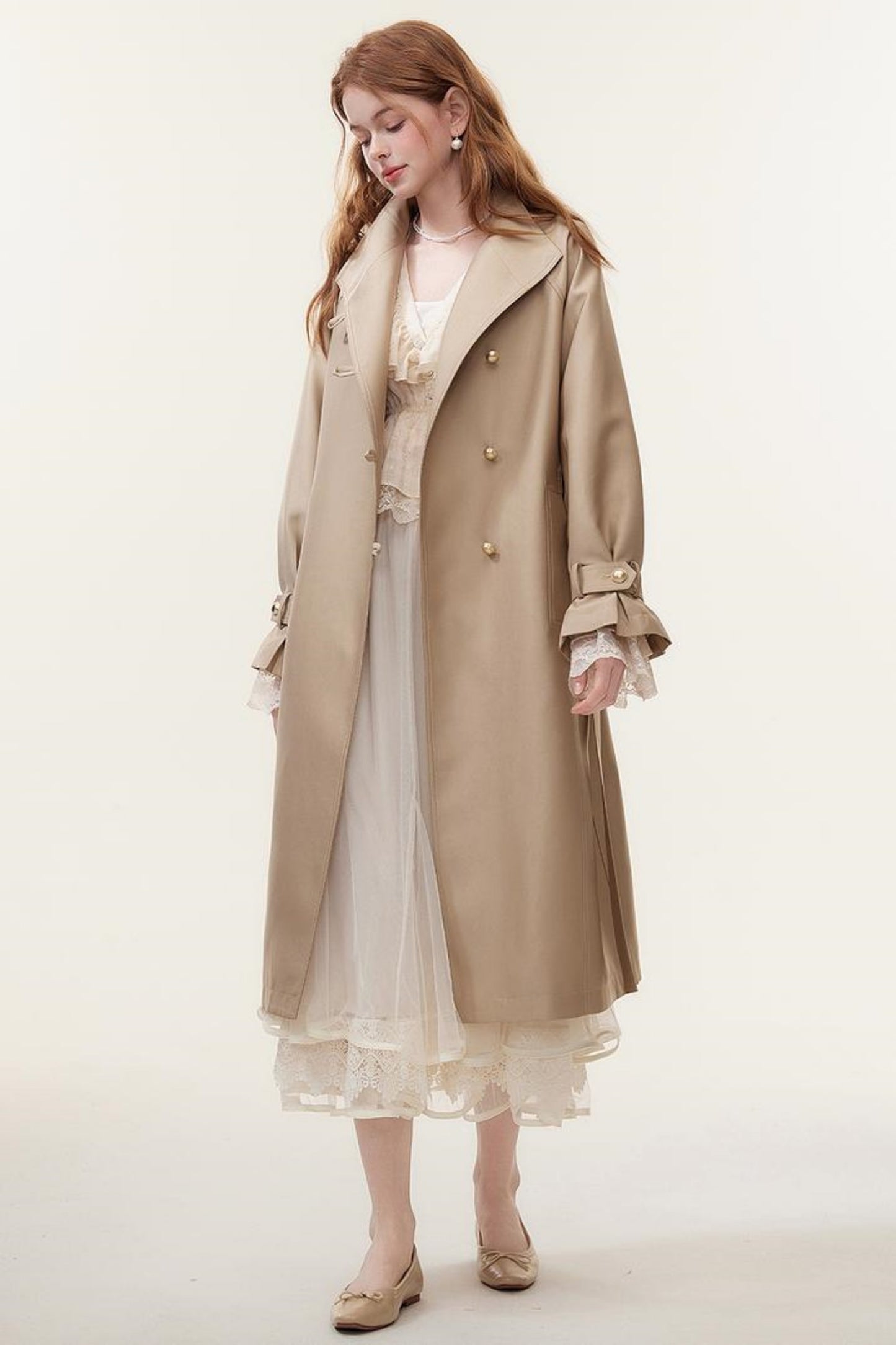 V-Neck Lace Ruffle Blouse