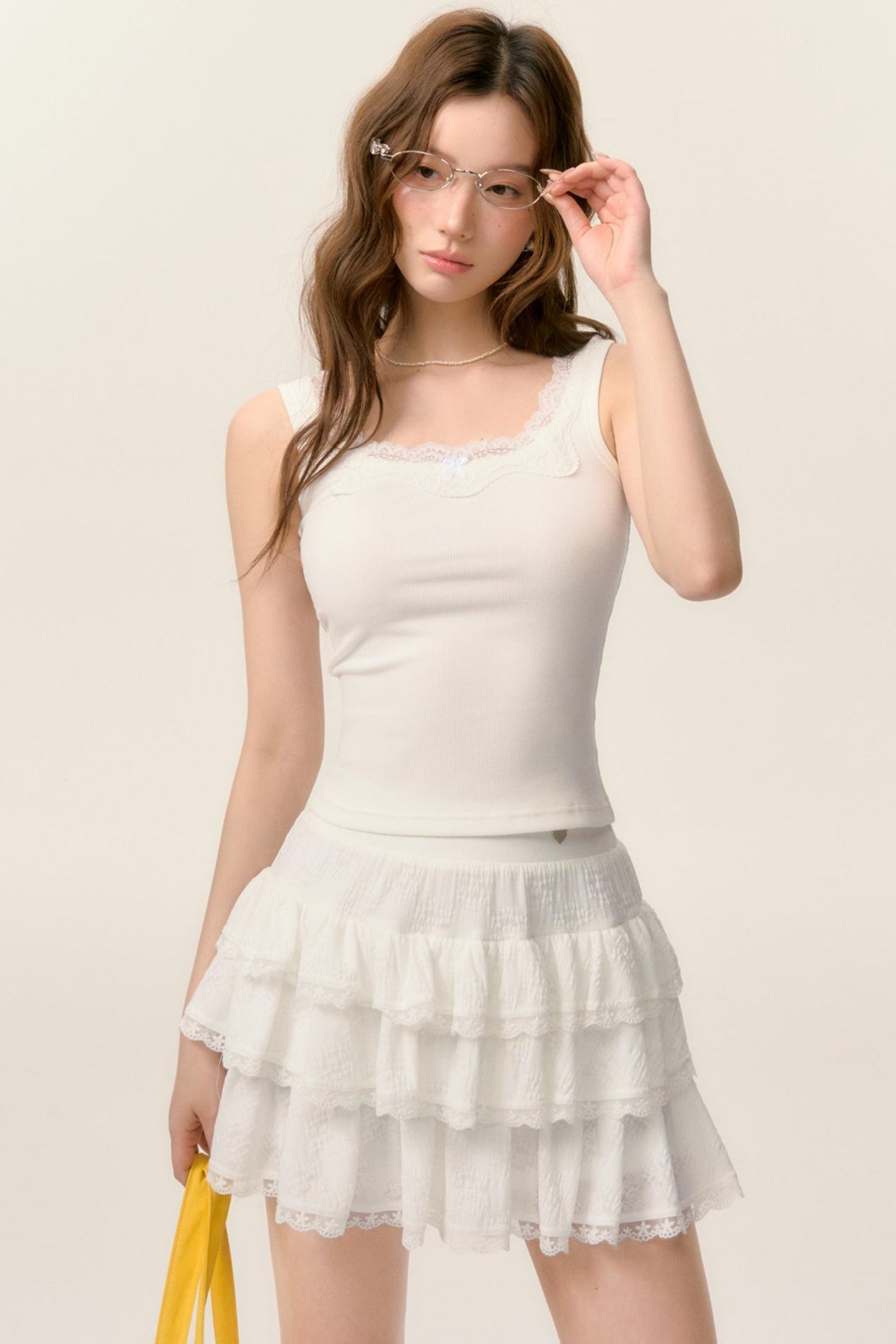 Lace Bow White Camisole