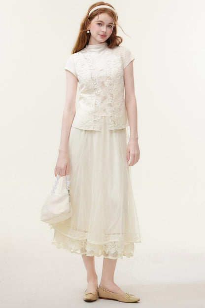 Lace Tulle Long Skirt