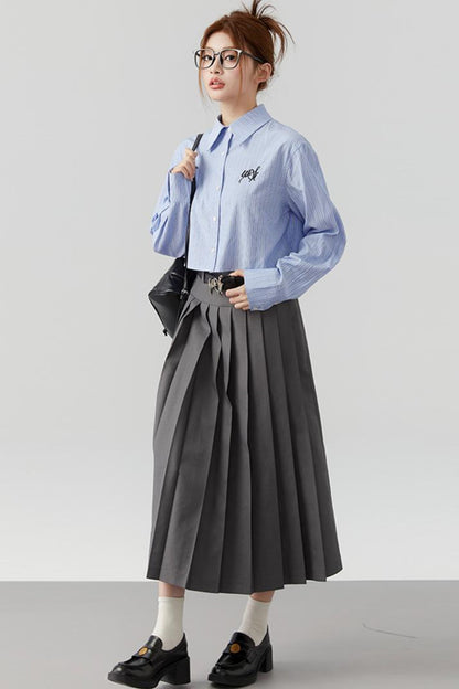 Striped Embroidered Blue Stripe Shirt