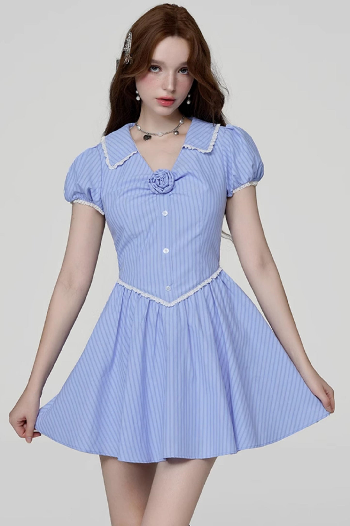 Rose Bubble Sleeve Dress