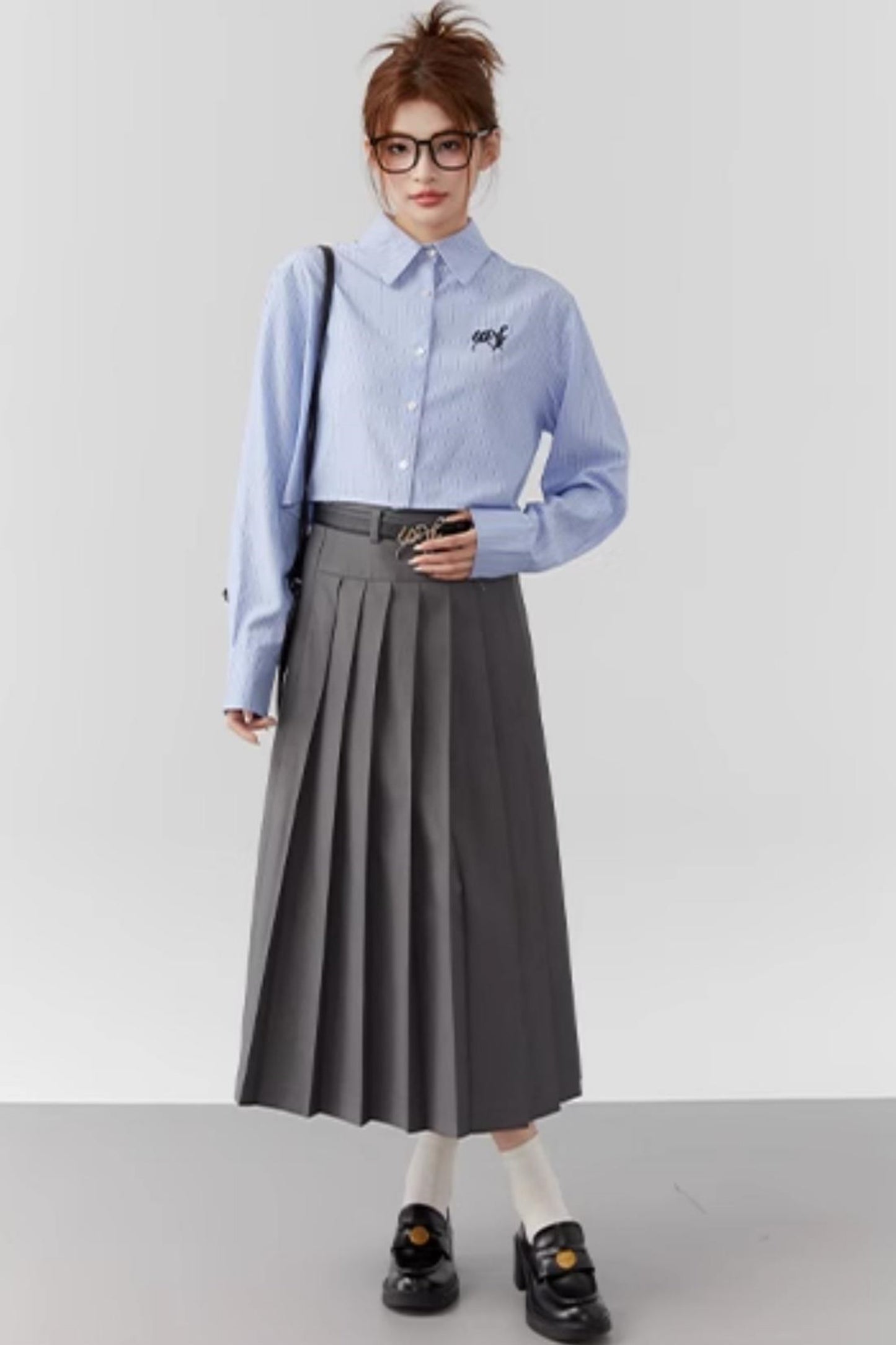 Striped Embroidered Blue Stripe Shirt