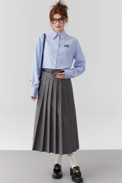 Striped Embroidered Blue Stripe Shirt