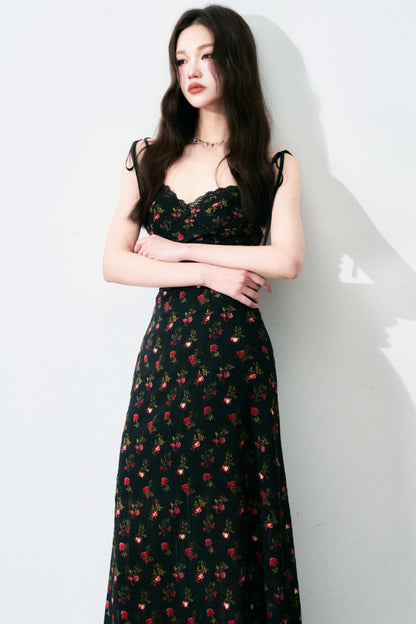 Floral Black Tie Dress