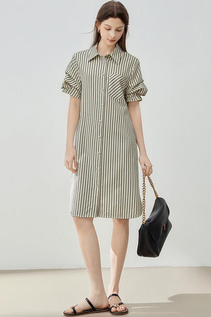 Summer Striped Shirt Dress