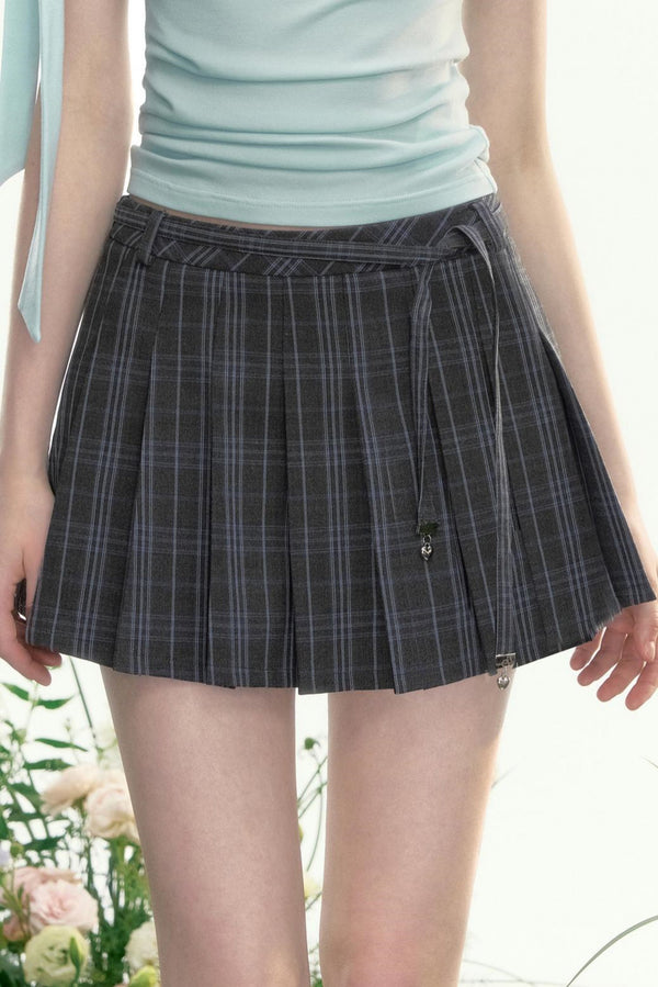 Plaid Gray Midi Skirt