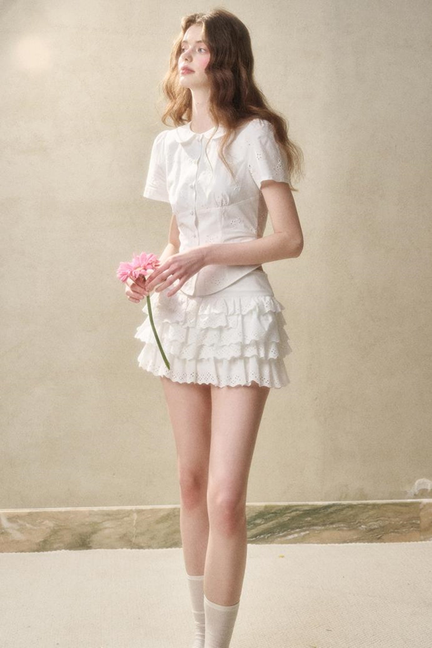 White Mint Cotton Lace Set-Up