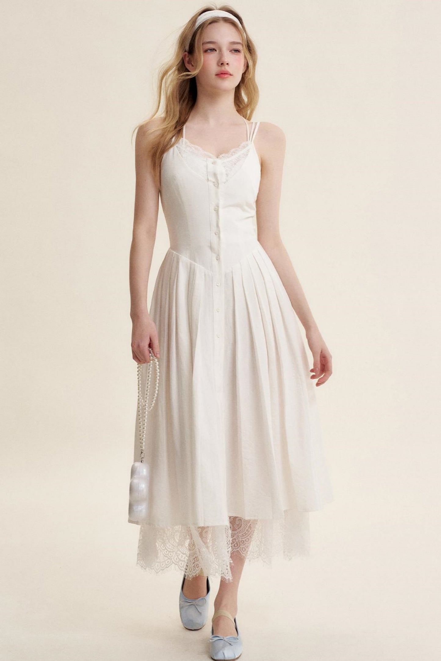 Lace Patchwork Halter Dress Set