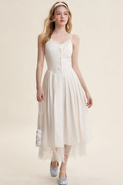 Lace Patchwork Halter Dress Set